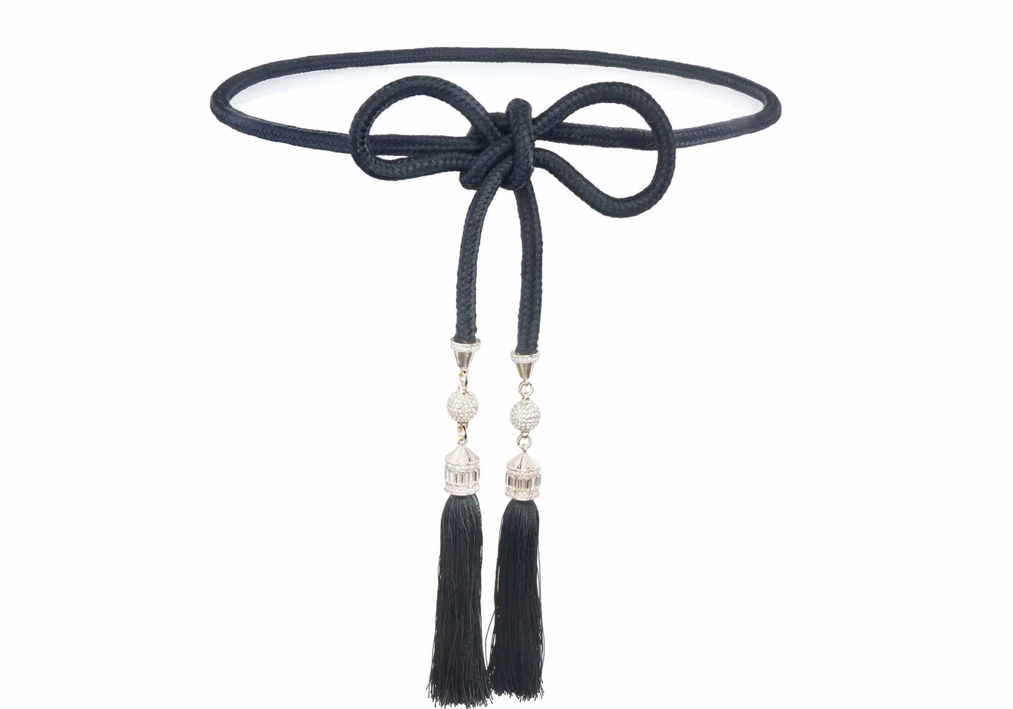 Crystal Tassel Belt Black*Judith Leiber Outlet