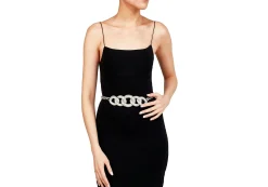 Fancy Curb Link Belt Pave Silver*Judith Leiber Sale