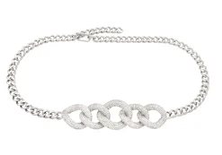 Fancy Curb Link Belt Pave Silver*Judith Leiber Sale
