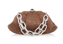 Gemma Crystal Chocolate Brown Evening Bag*Judith Leiber Sale