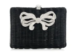 Hailey Wicker Basket Bow Black*Judith Leiber Online