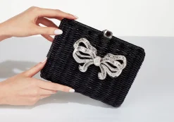 Hailey Wicker Basket Bow Black*Judith Leiber Online