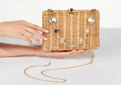 Hailey Wicker Basket Natural Stone*Judith Leiber Online