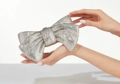 Just For You Bow Silver Designer Handbag*Judith Leiber Discount