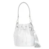 Piper Bucket Silver Drawstring Bag*Judith Leiber Fashion