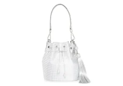 Piper Bucket Silver Drawstring Bag*Judith Leiber Fashion