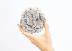 Rose Desiree Silver Clutch*Judith Leiber New