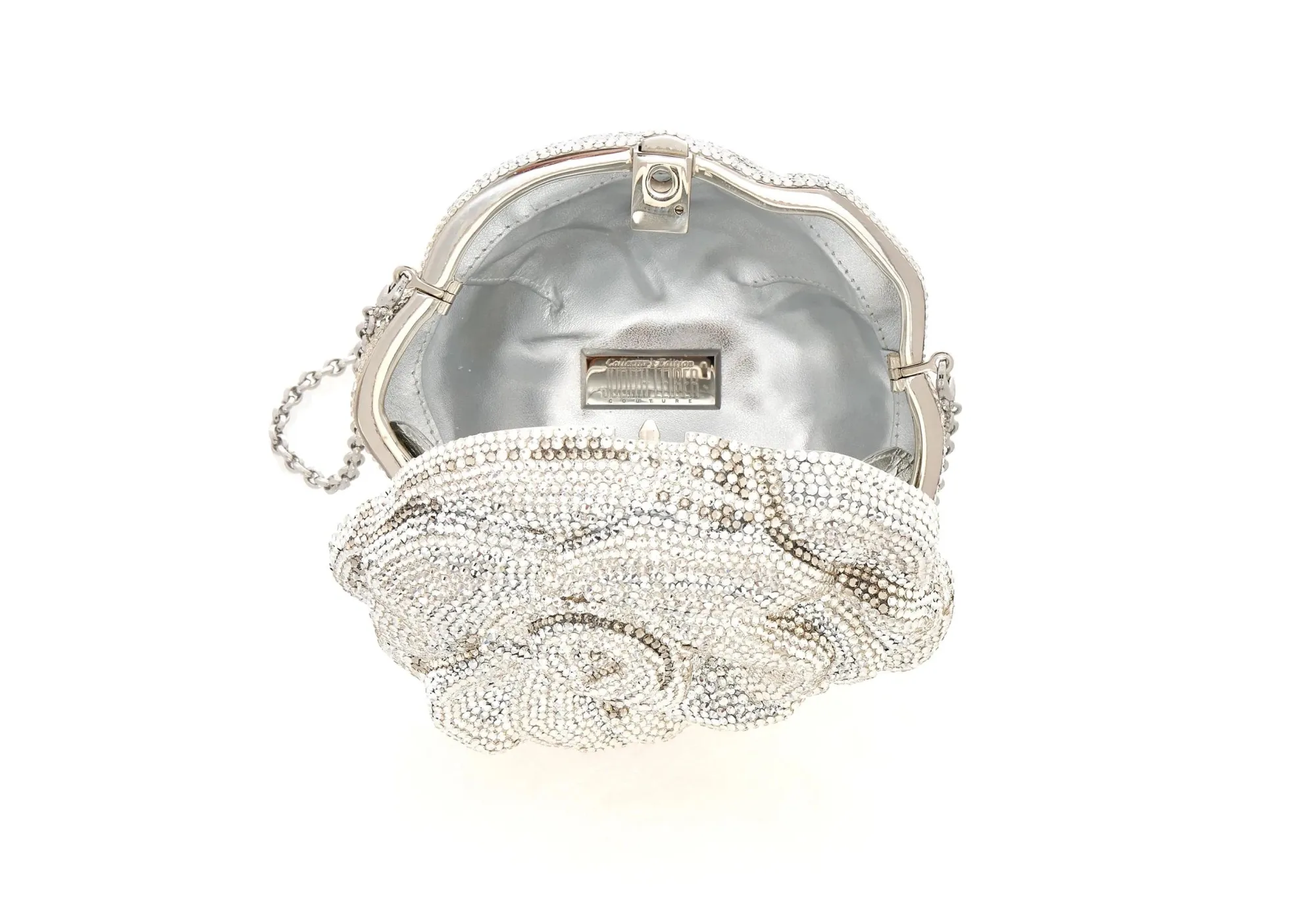 Rose Desiree Silver Clutch*Judith Leiber New