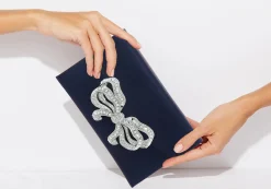 Satin Bow Envelope Navy*Judith Leiber Online