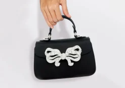 Satin Bow Top Handle Black*Judith Leiber Outlet