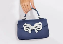 Satin Bow Top Handle Navy*Judith Leiber Hot