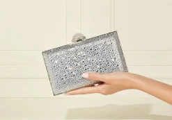 Skylar Crystal Caviar Silver*Judith Leiber Sale