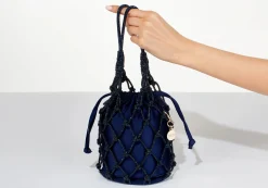 Sparkle Net Pouch Navy*Judith Leiber Hot