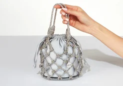Sparkle Net Pouch Silver*Judith Leiber Clearance