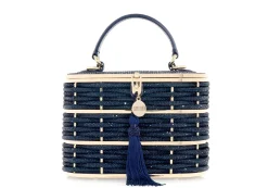 Willow Crystal Woven Top Handle Navy*Judith Leiber Outlet