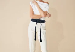 Wrap Corded Cummerbund Belt Black*Judith Leiber Sale