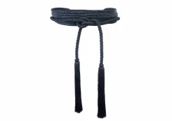 Wrap Corded Cummerbund Belt Black*Judith Leiber Sale